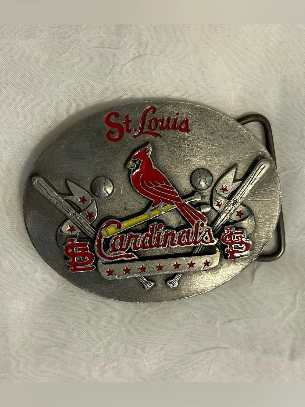 St. Louis Cardinals Metal Logo Belt Buckle in Red and Silver